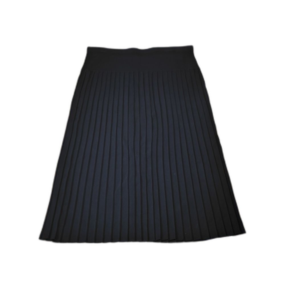 Yarns & Stitches Black Pleated Below the Knee Knit Skirt Size Large